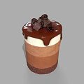 Layered Chocolate Vanilla Cup Dessert with Crumbled Base Chocolate Curls and Drizzle