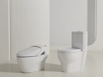 Two Modern White Toilets In Different Styles For Minimalist Bathroom Design 3d model