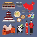 Modern 2D World Famous Scenic Spots Landmark Architecture Tourism Characters Gourmet Cartoon Elements 3d model