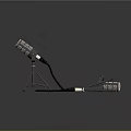 Professional Microphone With Tripod Stand Cable Clip Connector And Audio Accessories 3d model