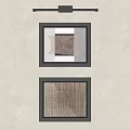 Two Black Framed Decorative Wall Art Pieces With Geometric Textured Patterns 3d model