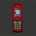 Red Flip Phone With Green Keypad And 100% Battery Indicator Cartoon Icon Screen