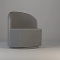 Modern Gray Single Sofa With Grid Texture Curved Backrest And Round Base 3d model