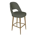 Modern Gray Padded Bar Stools With Golden Metal Legs For Kitchen