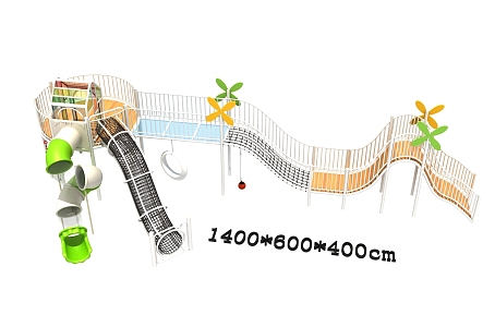 Kindergarten Amusement Facilities Physical Training Climbing Combination Slide Windmill Drill Cage Bridge 3d model