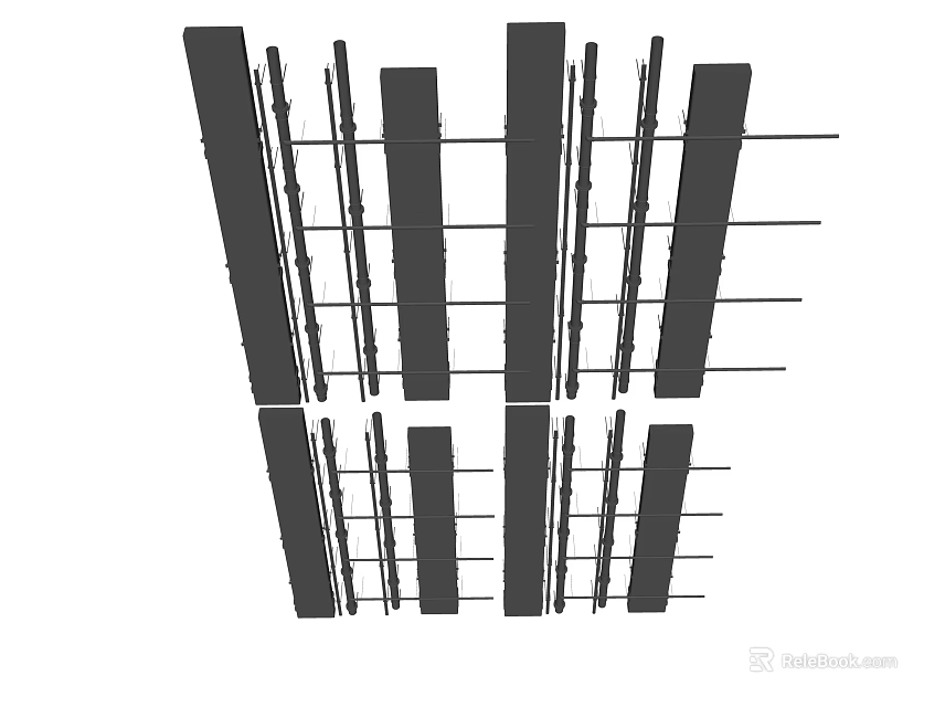 Modern Slat Ceiling Design With Structural Grid And Linear Patterns 3d model 