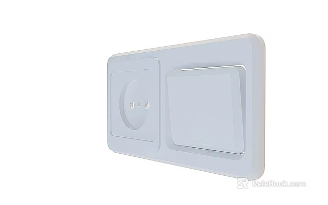 White Electrical Wall Switch And Socket Combination With Modern Panel Design For Home Interior 3d model 
