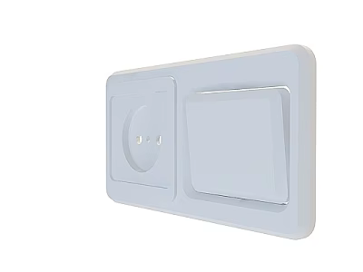 White Electrical Wall Switch And Socket Combination With Modern Panel Design For Home Interior 3d model