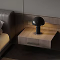 Modern Wooden Nightstand With Drawer And Black Table Lamp Beside Bed