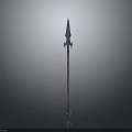 Mythical Spear With Metal Spearhead Red Shaft And Decorative Base Design