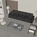 Sofa Coffee Table Combination Fabric Sofa Coffee Table Leisure Chair Side Table Floor Lamp 3d model