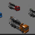Colorful Concrete Mixer Utility Vehicles in Blue Red Orange Green for Construction