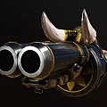 Double Barrel Weapon With Horn Decorations And Gold Floral Patterns Design