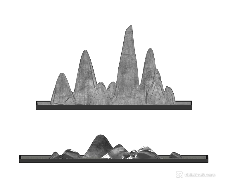 Elegant Mountain Shaped Ornament Decor Set with Base for Home Decoration 3d model