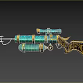 Decorative Green And Gold Weapon With Sniper Scope Arrow And Mechanical Design