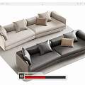 Modern Light And Dark Gray Sectional Sofas With Decorative Pillows On Beige Rug 3d model