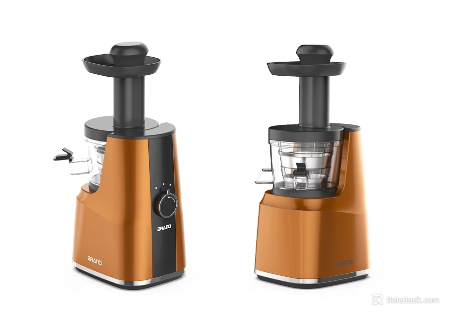 Two Orange And Black Kitchen Appliances Featuring Modern Design For Efficient Juicing 3d model 