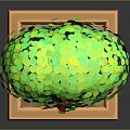 Cartoon Scene Of Tree With Green Circular Leaves Red Trunk Square Wooden Base And Sand