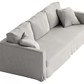 Modern Light Gray Three Seater Upholstered Sofa With Soft Pillows And Minimalist Design