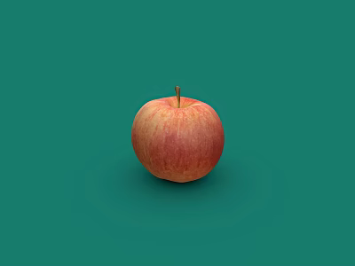 Fresh Healthy Ripe Red and Yellow Striped Apple Isolated on Green Background 3d model