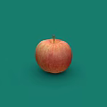 Fresh Healthy Ripe Red and Yellow Striped Apple Isolated on Green Background