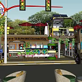 Commercial Complex Featuring Fresh Shopping Retail Bus Greenery And Street Facilities