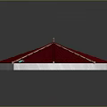 Octagonal Roof Structure With Red Tiles Glass Skylight And Wooden Beams