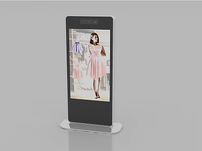 Smart Standing Touchscreen Machine For Clothing Retail Display With Woman 3d model