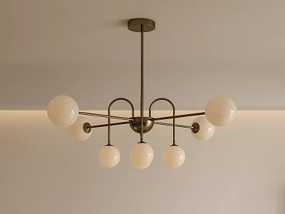 Modern Chandelier With Multiple White Globe Bulbs And Metal Frame Ceiling Mounted 3d model