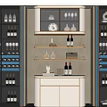 Modern Wine Cabinet Design With Glass Doors And Multi Layer Shelves For Wine Bottles