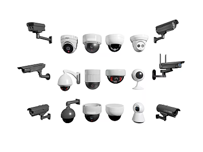 Different Types Of Security Cameras For Indoor And Outdoor Surveillance Systems 3d model