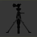 Tactical Black Rifle with Mounted Scope and Adjustable Bipod Stand 3d model