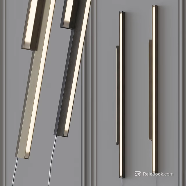 Modern Metal Wall Sconces With Sleek Geometric Lines For Interior Lighting 3d model 