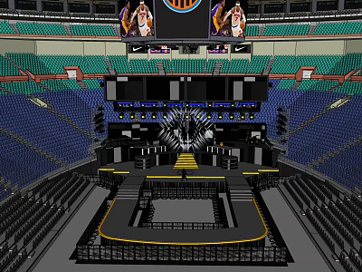 Sports Stadium Interior Featuring Fitness Event Stage Audience Seats And Large Screens 3d model