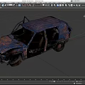 Old Rusted Car With Damaged Body And Broken Exterior Parts