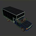 Black Box Truck With Closed Cargo Container And Commercial Transport Features