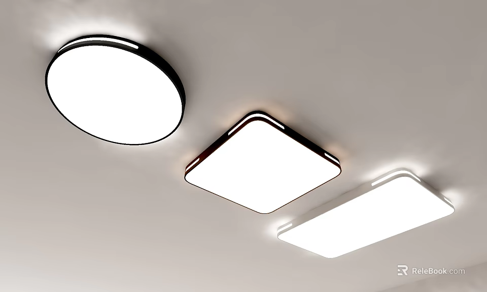 Modern Ceiling Lights With Different Shapes On Ceiling 3d model