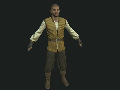 Medieval Style Man Wearing Brown Vest And Beige Long Sleeves With Boots 3d model Medieval Style Man Wearing Brown Vest And Beige Long Sleeves With Boots 3d model