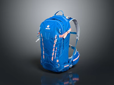 Lightweight Blue Deuter Backpack with Pink Accents for Outdoor Sports and Daily Activities 3d model