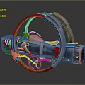 Futuristic Floating Motorcycle With Ring Structure Metallic Design And Orange Accents