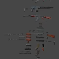 Assorted Weapons Collection Featuring Pistols Rifles Magazines Wooden Grips And Metal Parts