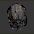 Rusted Mechanical Metallic Helmet With Goggles Pipes Rivets And Industrial Details