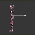 Pink And Black Humanoid Robot With Mechanical Structure And Extended Arms