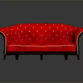 Elegant Red Single Sofa with White Polka Dots Curved Design Velvet Fabric