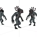 Monster Sculpture Carving Three Different Angles With Detailed Texture Fantasy Style Artwork Design