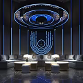 Modern KTV Interior Design With Sofas Round Tables And Ambient Lighting 3d model