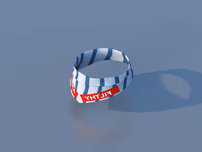 Fashionable Blue And White Striped Wristband With Red YUTJIA Label Design 3d model