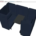 Blue Upholstered Booth Seating With Partition And Small Table For Office Lounge Area 3d model