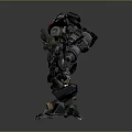 Detailed Mechanical Robot Figure With Metallic Armor And Weapon Attachments 3d model