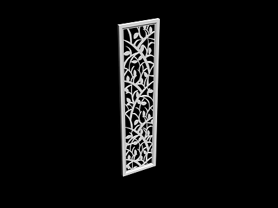 Elegant White Decorative Partition Featuring Intricate Carved Vine Pattern Design 3d model